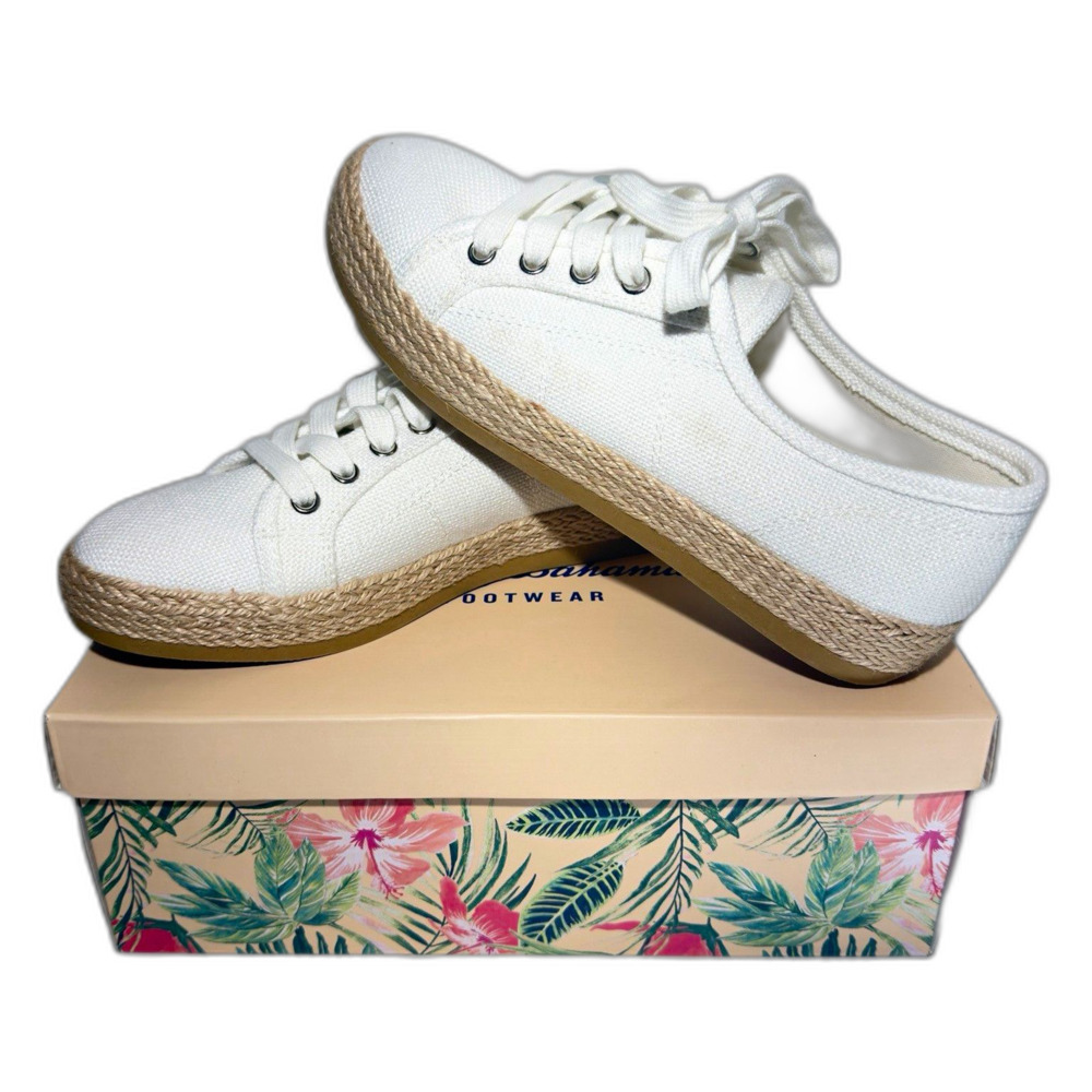 Tommy Bahama Galana Women’s 7.5M White Canvas Espadrille Sneakers NWT